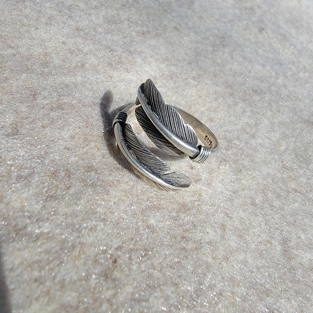 Sterling Silver Double Wrap Feather Ring - image 7